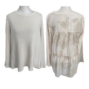 Dylan Ivory / Off-White Boho Waffle Front Blousy Back Top Womens Size Small